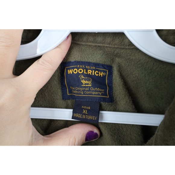 Vintage 90s Woolrich Mens XL Faded Heavyweight Chamois Cloth Button Shirt Green - Picture 6 of 11